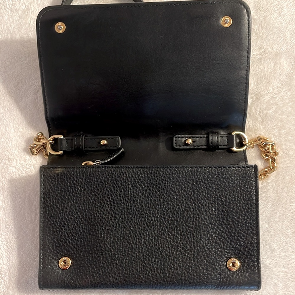 Marc Jacobs Empire City Pebbled Leather Wallet Crossbody Gold Chain No Callouts - Picture 6 of 17
